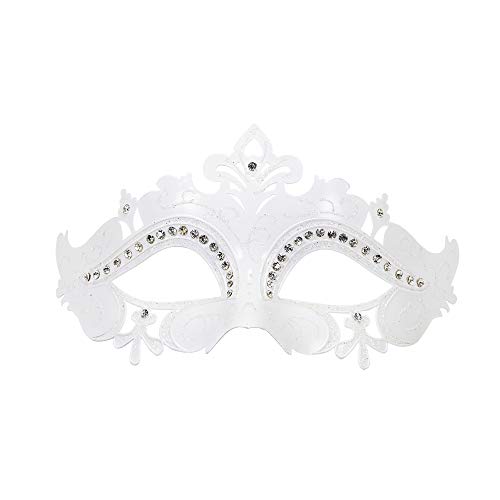 WIDMANN 11654 - Máscara Veneciana Con Purpurina Y Pedrería, Mujer Adulta, Carnaval Veneciano, Siglo Xviii, Xix, Color Blanco