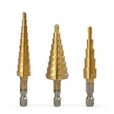Oblivix HSS Stufenbohrer, 3-tlg Stufenbohrer Set, 4-12mm/4-20mm/3-12mm Titanbeschichtet Metallbohrer Bohrer Satz, Kegelbohrer für Metall, Holz, Kunststoff