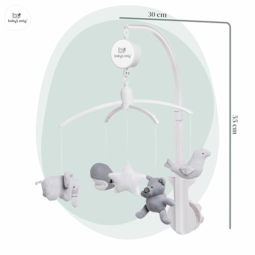 Miniatura 3 de Baby S Only - Móvil Musical Baby - Con Figuras Tejidas - Caja De Música Para Bebés Con Melodías - Fácil De Colocar - Móvil Bebés Con Música - Niños Y Niñas - Gris Plateado Gris Blanco