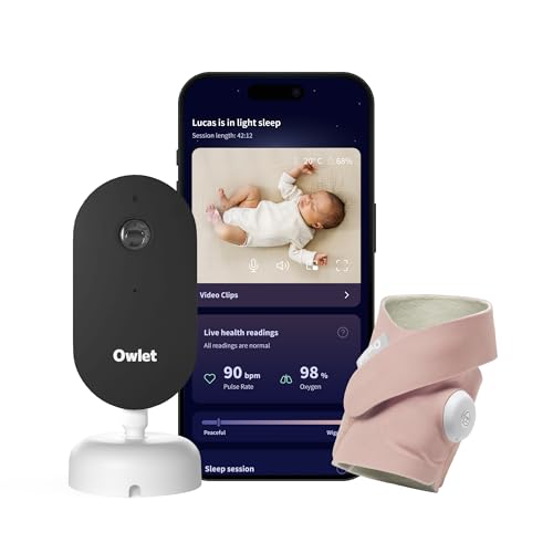 Owlet Dream Duo (3rd Gen) – Medically-Certified Smart Baby Monitor with Sock & HD Video Cam, Tracks Pulse Rate, Oxygen & Sleep, 2K HD Video, Cry & Motion Alerts, Temp Monitoring