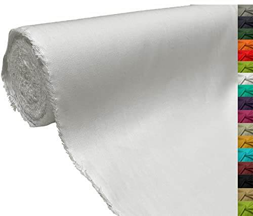 A-Express 100% Cotton Canvas Fabric Material Dressmaking Cloth Curtain Bags 145cm 57" Wide 250GSM Sold Per Meter - Half Meter 50cm x 145cm White