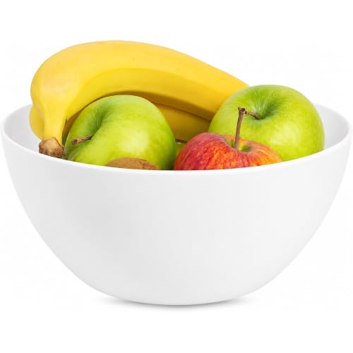 Cuenco de plástico para comida, Bol de cocina, Ensaladera de plástico, Libre de BPA, Apto para lavavajilla, Capacidad 4 Litros, Diámetro 26.5 cm, Altura 12 cm, Blanco