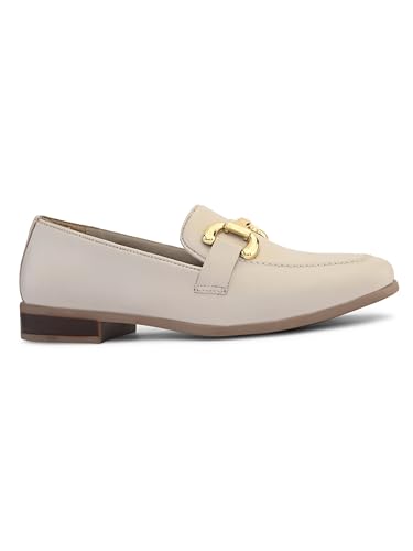 Image of San Frissco Women's Loafers | Solid Round Toe Slip-On Shoes for Women PU Moccasins with Horsebit & Buckle | Comfortable $ Lightweight for Casual, Office & Daily Use