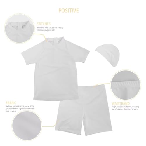 Girls 3 Piece Swimsuits Set Bathing Suit Short Sleeve Swim Shirt with Trunk and Hat 5-14 Years3