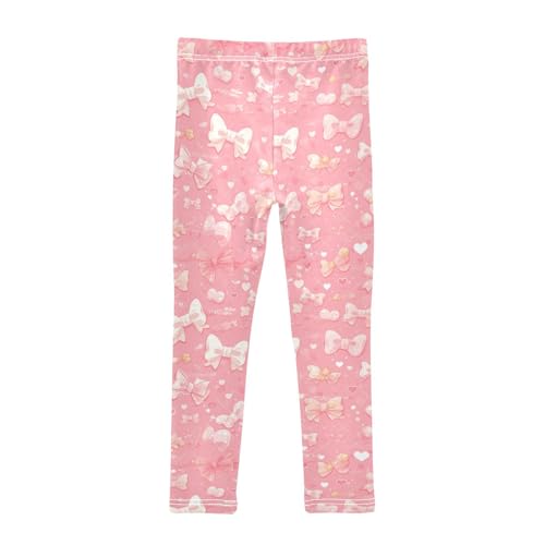 Pink Pattern with Ribbons Kisses and Flowers Toddler Girls Legging Casual Full Length Lounge Pants Gym2