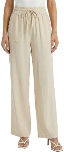 Cotton Linen Palazzo Pants for Women Summer Boho Casual Wide Leg ...