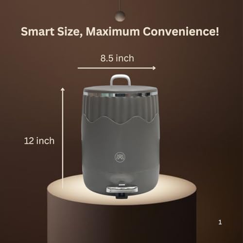 Image of TREE PULP & CO Stylish & Durable Dustbin for Home, Office & Bathroom - Premium Trash Can for Kitchen, Living Room & Workspace - Reinforced, Lightweight & Deformation - Resistant (Grey)