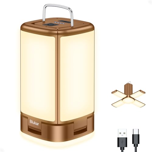 Blukar LED Campinglampe, Superhell 116 LEDs Camping Laterne mit 7 Lichtmodi, USB C Wiederaufladbare 10+ Std. Betriebsdauer Multifunktional Notfallleuchte Zeltlampe für Camp, Wandern-Dunkelbraun