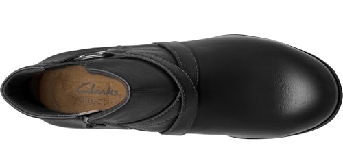 Clarks Clarks Women’s Emily2 Henley Leather Ankle Zip Bootie, Black Leather, 8.5 Wide