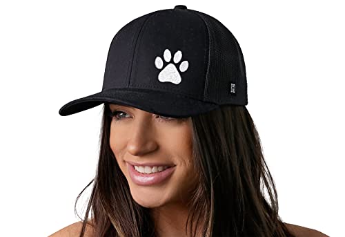 Haka Paw Print Trucker Hat, Mesh Outdoor Hat For Men & Women, Baseball Cap, Adjustable Snapback Animal Paw Golf Hat Black #TOP3