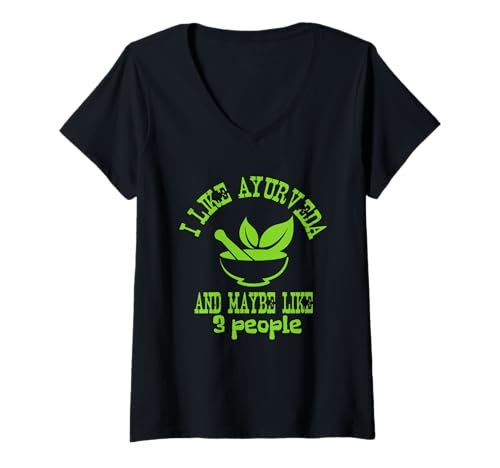 Mujer Me gusta el ayurveda Funny Herbal Medicine Introvertido Camiseta Cuello V
