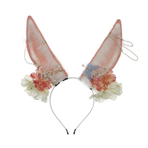 Serre-tête oreilles de lapin et perle pour fêtes de Carnavals