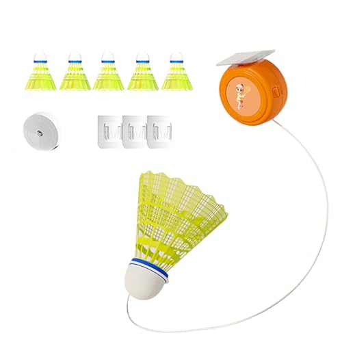 VEAREAR Badminton Training Tool, Single-Player Rebound Trainer, Simple Installation, Height Adjustable, Portable Badminton Training Set for Badminton Player, Enthusiast (6Pcs)