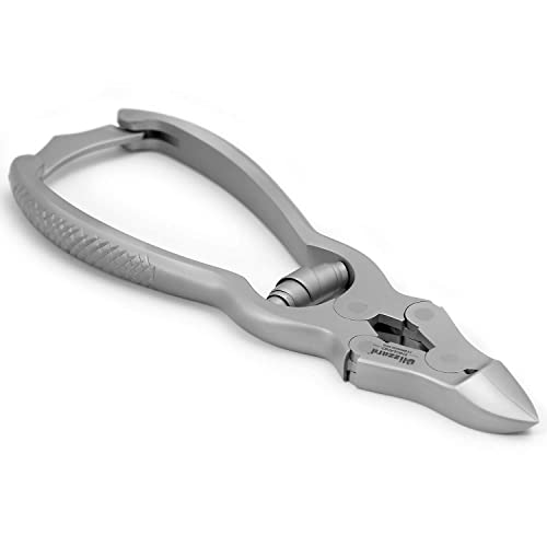 Blizzard Toe Nail Clippers for Thick Nails - Podiatrist Nail Nippers for Seniors - Heavy Duty Cantilever Toenail Clippers for Men - German Steel Podiatry Tool with Toenail File - 12cm Barrel Spring