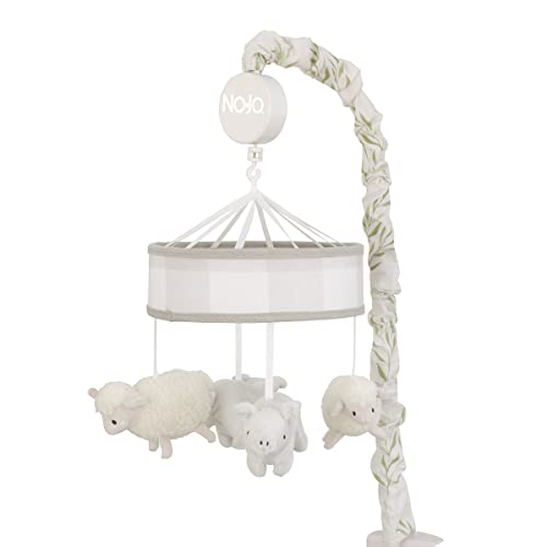 Image of NoJo Rustic Farmhouse Gray and White Buffalo Check Piggie and Sheep Musical Mobile