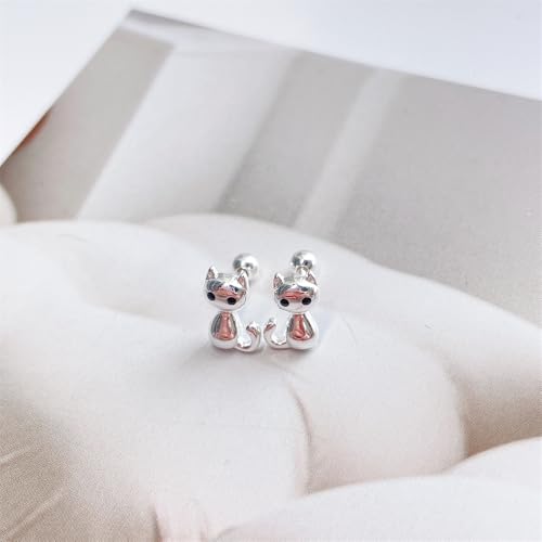 Cute 20g Cat S925 Sterling Silver Screw Back Cartilage Small Stud Earrings for Women Minimalist Lovely Pet Animal Tiny Helix Sleeper Earring Studs Nickel Free Hypoallergenic Jewelry Gifts (Silver) by NewZenro - Image 4