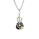 Collar personalizado para hombre y mujer, collar con colgante de guitarra con diseño de gota de aceite, reloj de hoja de arce para hombres y mujeres, hip hop, música, fiesta, joyería, regalos