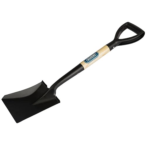 Draper Mini Shovel with Wood Shaft | Square Mouth Steel Blade Garden Shovel | Heavy Duty Long Handled Garden Tools | 15073