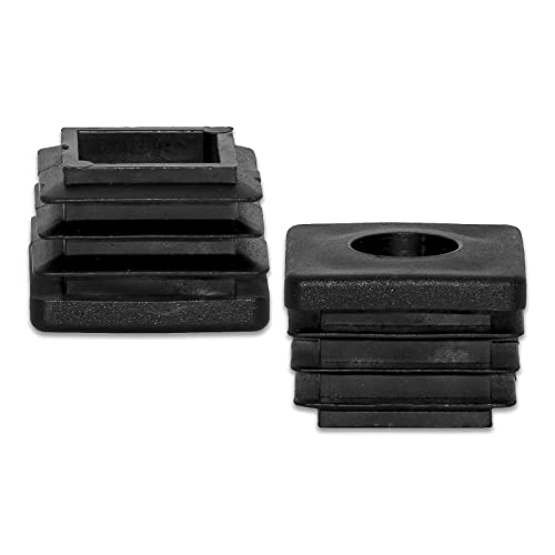 Image of Flyshop Black M8 Threaded Plastic Plugs Square Tube End Caps Tubing Plugs Inserts Furniture Glider 25 mm x 25 mm 4 Pcs