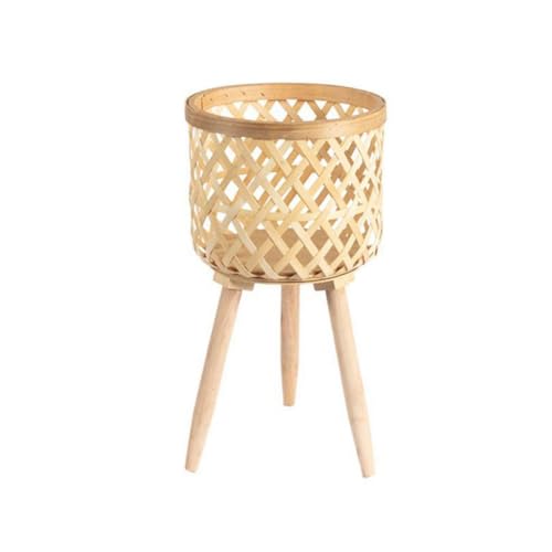 ZONTTR Macetero de bambú de ratán, maceta de sarga para balcón, jardinera de flores, estante de exhibición