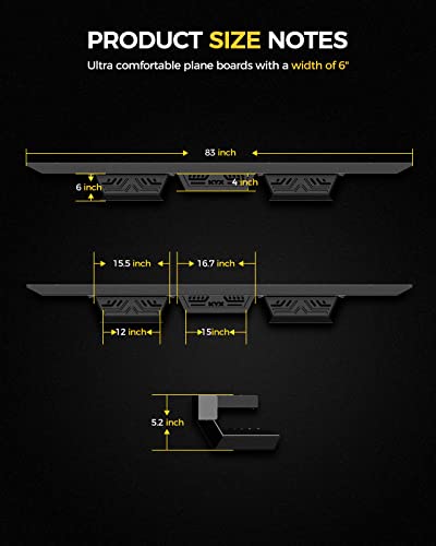 Kyx Running Boards Compatible With 2009-2014 F150 Supercrew Cab，6 Inches Drop Side Steps F150 Nerf Bars Truck Boards Step Rail #TOP5