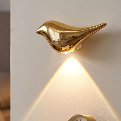 Aplique con sensor de movimiento y luz LED de pájaro dorado recargable para pasillo 3