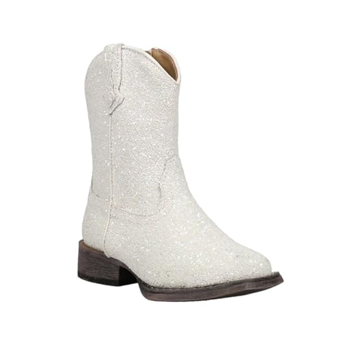 ROPER Toddler Girls Galore Glitter Square Toe Casual Boots Mid Calf - White2
