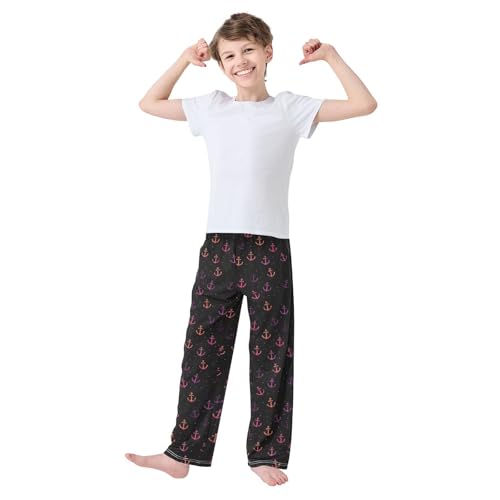 ALAZA Neon Anchor Black Pajama Lounge Pants Long Sleep Pajama Bottoms with Pockets3