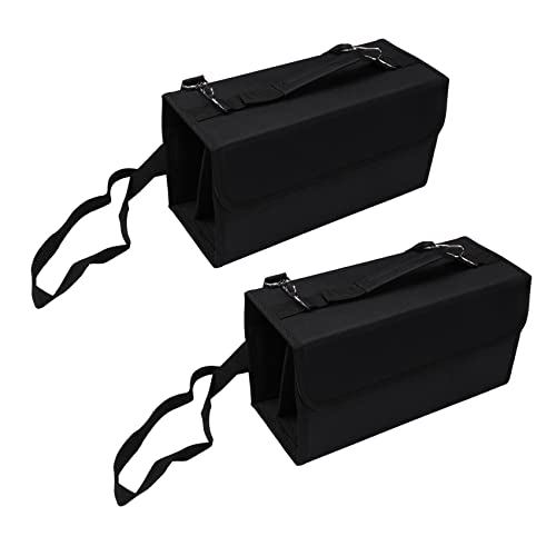Atoeyal 2X 80-スロット 大容量 折りたたみ式 マーカーのペンのケース 芸術マーカーペンの携帯用収納袋 耐久性のあるスケッチのツール オーガナイザー 黒色