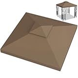 Gazebo Canopy Replacement Outdoor Grill Shelter Canopy Top, Double Tiered BBQ Tent Cover, 10x10 FT (Brown)