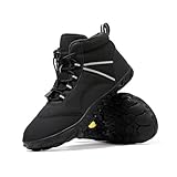 Mens Womens Hike Barefoot Shoes Warm Lined Zero Drop Sole Shoes Waterproof Wide Toe Box Winter Boots Hiking Running Boot Unisex Black