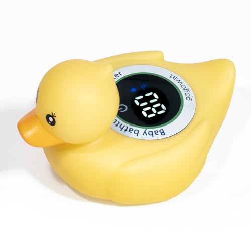 Baby Bath Thermometer,Newborn Swimming Safety Toy Thermometer,Bathtub Water Thermometer,Duck Baby Temperature Warning,Tub Floating Toy,LED Display Warning,
