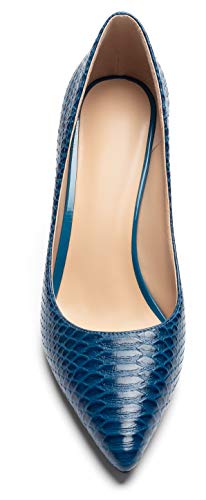 Eldof Women's Pointed Toe High Heel Pumps 3.4" Python Pattern Sexy Slip On Stiletto Party Shoe4