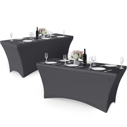 Nappe ajustée sans pli Granbest grise en élasthanne pour table rectangulaire - 2
