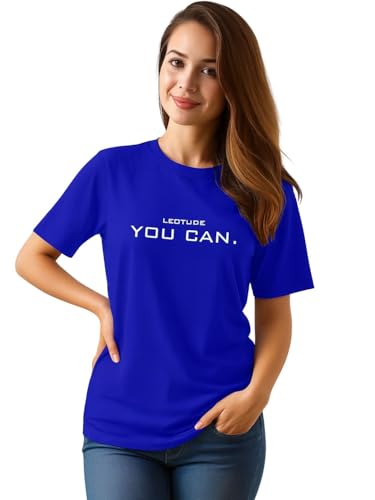 LEOTUDE Women's Boyfriend/Loose Fit Round Neck Half Sleeve Cotton...