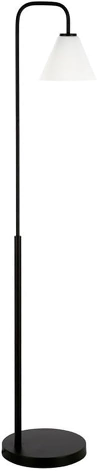 Henderson Arc Floor Lamp with Glass Shade in Blackened Bronze/White Milk