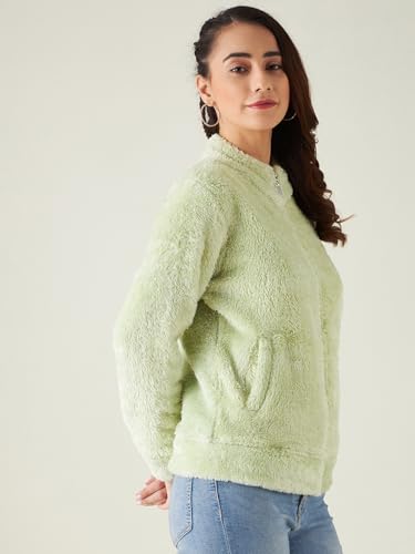Image of Modeve Women Solid Full Sleeve Fur Standard Length Jacket For Winter