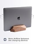 Dual Laptop Holder Vertical Laptop Stand, 2 Slots MacBook Stand Wood,Wooden Laptop Stand,Vertical Laptop Holder for Desk, Widen Dock Fits All MacBook/Surface pro