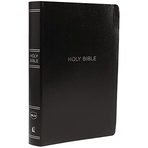 NKJV Holy Bible, Giant Print Center-Column Reference Bible, Black Leather-look, 72,000+ Cross References, Red Letter, Comfort Print: New King James Version Cover