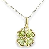 [あなたと私の宝石箱] 10金（K10） ペリドットネックレス クローバーペンダントネックレス3050「8月の誕生石」