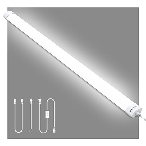 Image of 4ft Plug in Ceiling Lights, IP66 Waterproof 36W Tube Light with NO /Off Switch, 4000LM LED Shop Light, 5000K LED Lights for Kitchen, Bathroom, Garage, Vanity