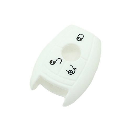 BROVACS Silicone Cover Protector Case Holder Skin Jacket Compatible with MERCEDES BENZ Smart Remote Key Fob 3 4 Button CV9950 White