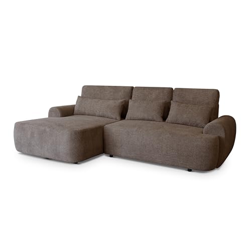 Robin Inspire Canapé d'angle avec Fonction De Couchage Coffre De Lit en Forme De L Autoportant Gauche Aldo Marron 266 x 160 x 87 cm