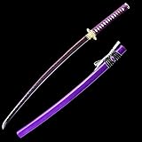 YONG XIN SWORD-Japanese Katana Samurai Sword, Handmade, Practical, high Manganese Steel, Tempered/Clay Tempered, Full Tang, Sharp, Scabbar (Purple)