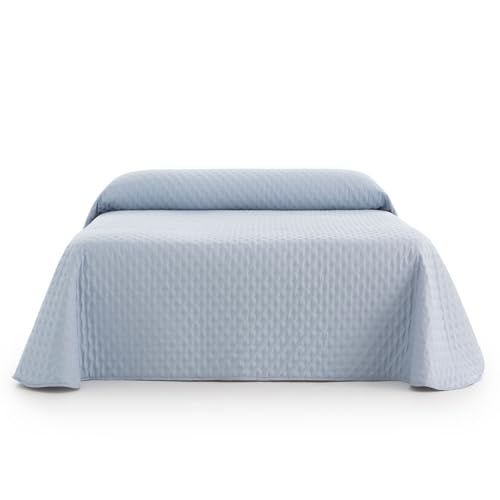 Lanovenanube Colcha bouti Nature, con Relleno de 90 gr/m2. Medida Cama 180 (270x270 cm). Tejido de Tacto Suave con Ligero Acolchado y Reversible. Color Azul Claro