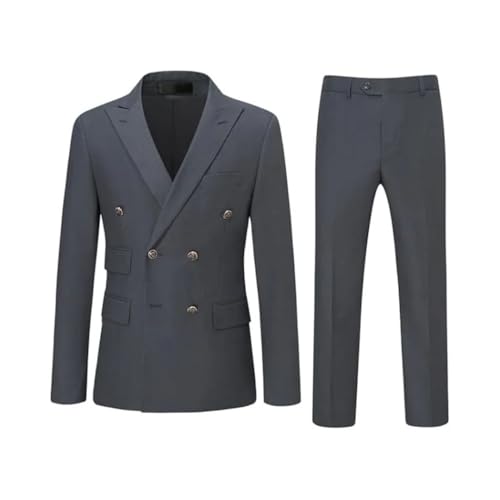 Men's 2 Piece Double Breasted Lace Lapel Wedding Business Ceremony Blazer and Suit4