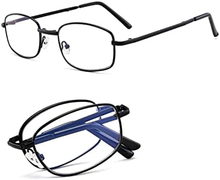 Foldable Reading Glasses for Men Women,Blue Light Blocking Glasses,Mini,Metal,Squal Frame FM-001