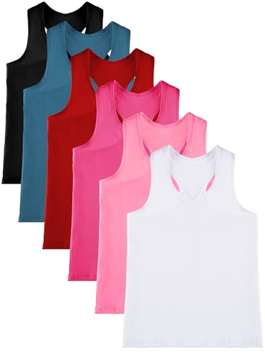 Image of Geyoga 6 Pieces Girls Dance Tank Top Sleeveless Cami Racerback Crop Camisole Outfit for Ballet Athletic