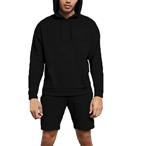 Ensemble short et sweat à capuche noir XXL pour homme avec fermeture éclair