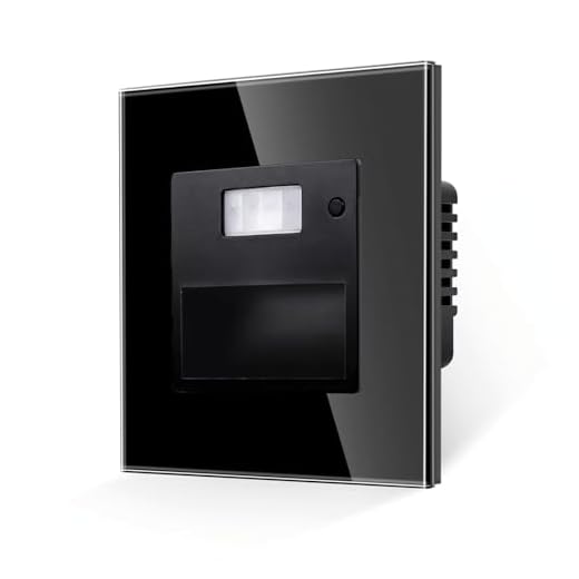 Luxus-Time Treppenbeleuchtung mit Bewegungsmelder & Dämmerungssensor, dimmbar, Farbtemperatur einstellbar, für Standard-UP-Dose (60 mm) im Glasrahmen Weiß | Schwarz | LX-SR02 (Schwarz)